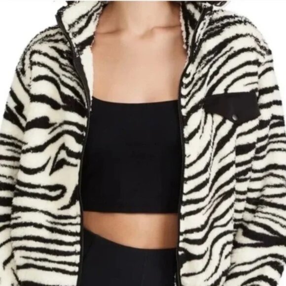 REVOLVE Jackets & Blazers - NWT Revolve Plush Apparel Zebra White Black Animal Print Zip Up Teddy Jacket